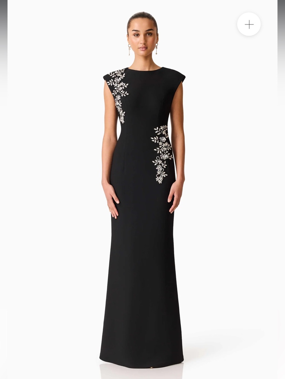 elliatt veda black 3d floral embellished diamante maxi gown dress size medium